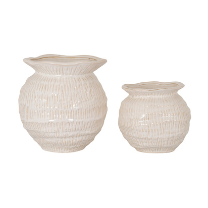 Wavy Rim Small Round Vase