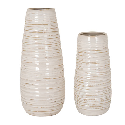 Medium Ribbed Ceramic Column Vase