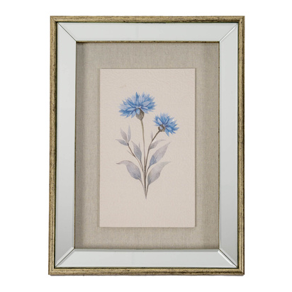Rosalie Textured Paper Cornflower in Mirrored Frame