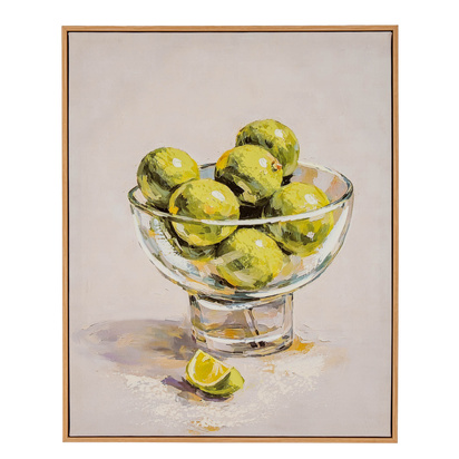 Still Life Limes Hand Painted Canvas in Frame