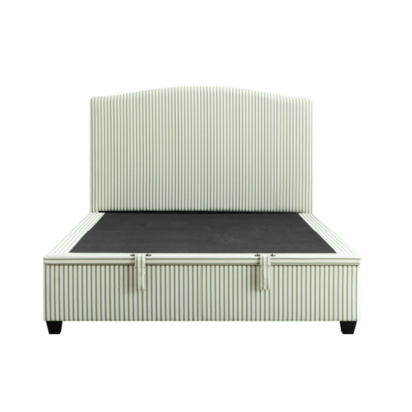 Chilworth Upholstered Ottoman Storage Bed, Green Stripe Linen Blend
