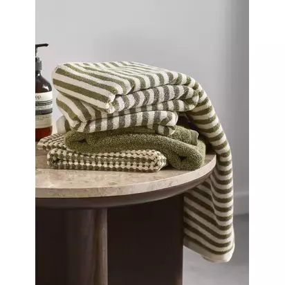 John Lewis Fine Stripe Towels Avocado | L135 x W70cm