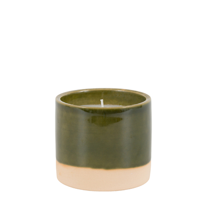 Arezzo Ceramic Glazed 3 Wick Candle Olive