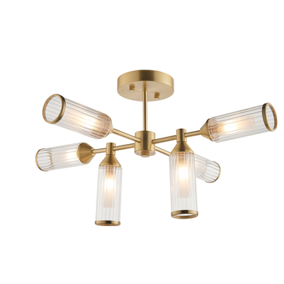 Falmouth 6 Ceiling Light Satin Brass 6 LIGHT