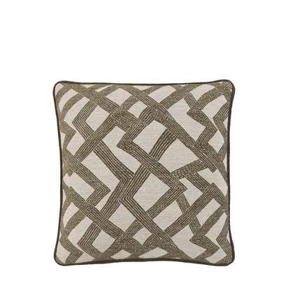 Florence Jacquard Cushion Olive Feather Filled