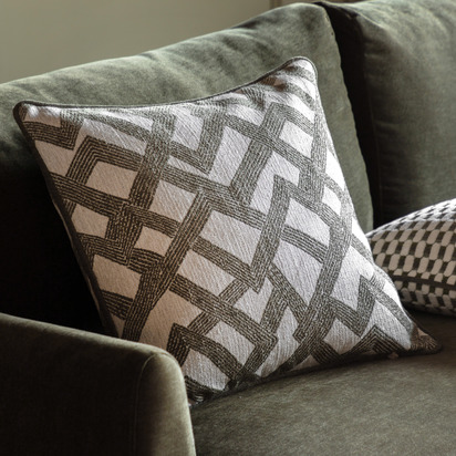 Florence Jacquard Cushion Olive Feather Filled