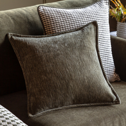 Sorrento Velvet Cushion Olive Feather Filled