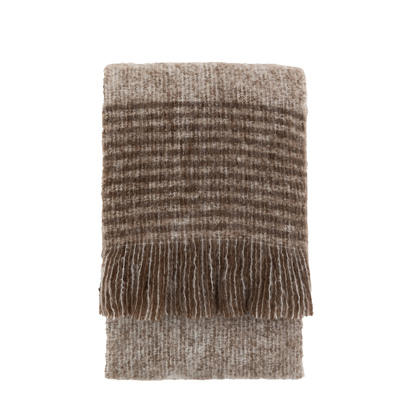 Faux Refined Mohair Fringe Throw Brown & Nat