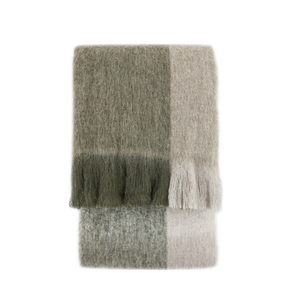 Camhurst Check Faux Mohair Throw Green