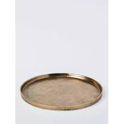 John Lewis Heritage Round Aluminium Tray, 35cm, Gold Gold Gold | H2 x W38.20 x D38.20cm