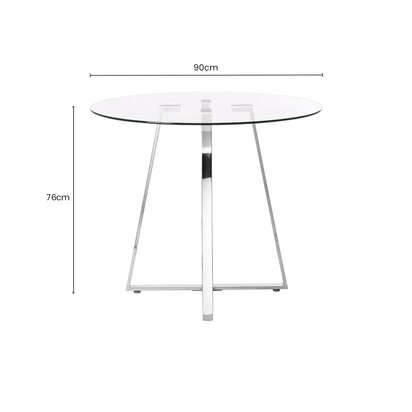 Metropolitan Round Glass Dining Table with Silver Finish Legs
