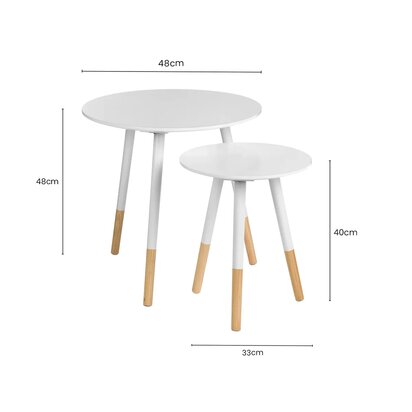 Viborg Set Of Two White Round Side Tables