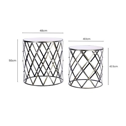 Avantis Set Of Two Diamond Design Silver Tables