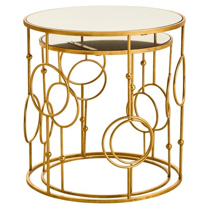 Delirose Set Of Two Gold Metal Tables