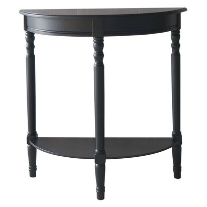 Heritage Half Moon Black Wooden Console Table with Shelf