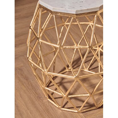 Templar Marble and Gold Finish Round Side Table