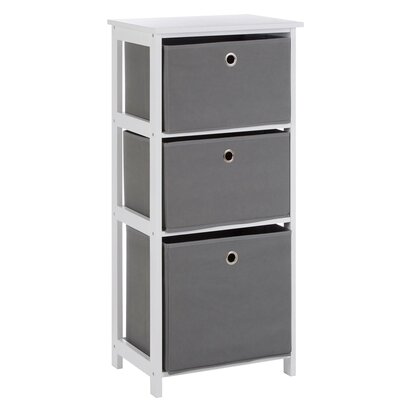 Julorria 3 Grey Fabric Drawers Cabinet