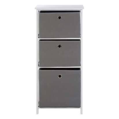 Julorria 3 Grey Fabric Drawers Cabinet