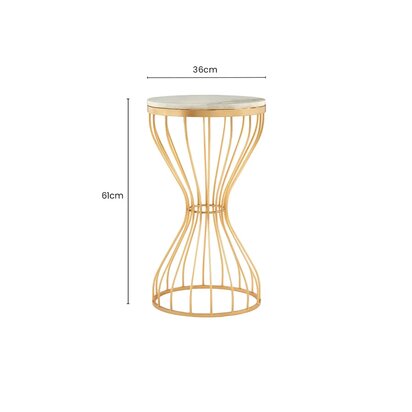 Templar White Marble and Gold Base Round Side Table
