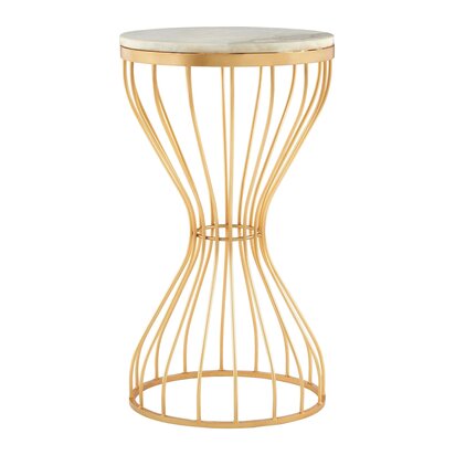 Soleyana White Marble and Gold Base Round Side Table