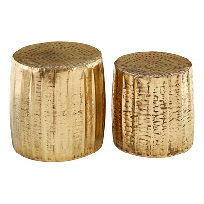 Templar Set of 2 Antique Brass Finish Side Tables and Stools