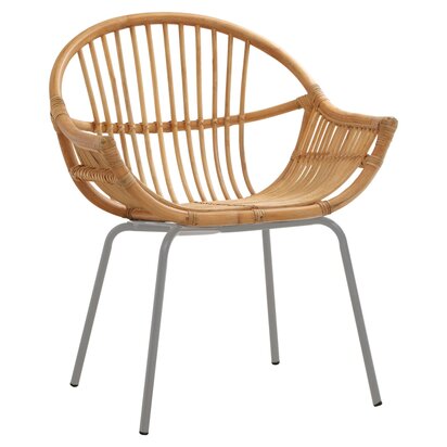 Eveisfield Natural Rattan Grey Metal Chair