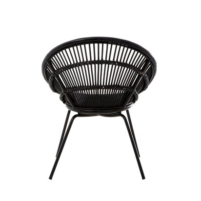 Eveisfield Black Natural Rattan Chair With Iron Legs