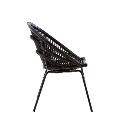 Eveisfield Black Natural Rattan Chair With Iron Legs