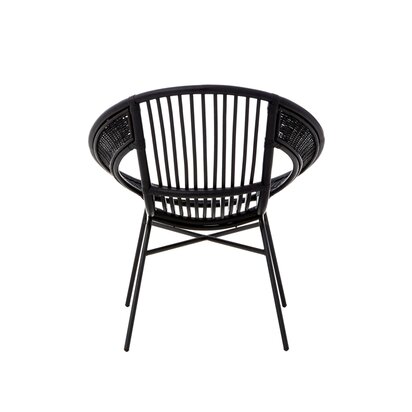 Eveisfield Black Natural Rattan And Iron Black Chair