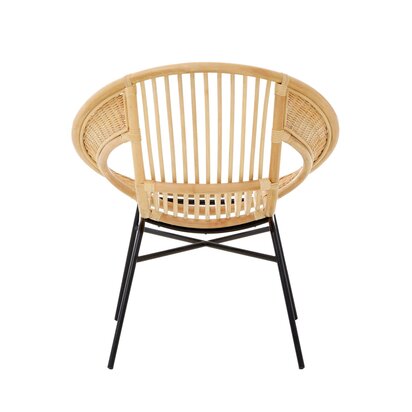 Eveisfield Natural Rattan And Black Iron Chair