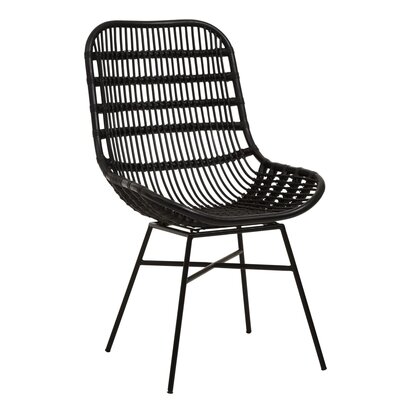 Eveisfield Curved Black Natural Rattan Chair