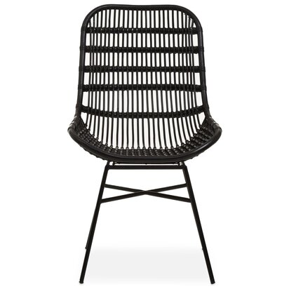Eveisfield Curved Black Natural Rattan Chair