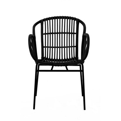 Eveisfield Black Natural Rattan Chair With Raised Sides