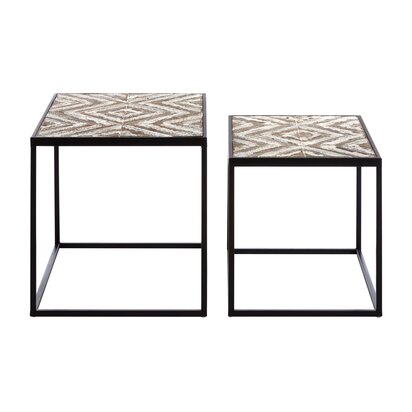 Lombok Rustic Chevron Set Of 2 Side Tables