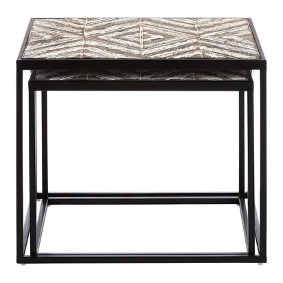 Lombok Rustic Chevron Set Of 2 Side Tables