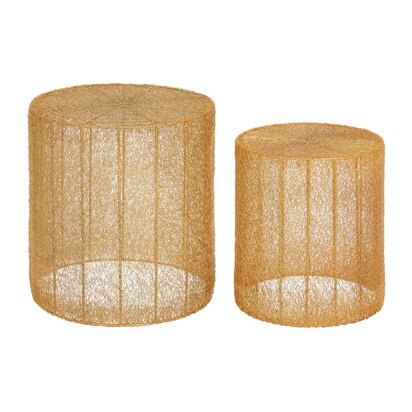 Templar Gold Finish Mesh Set of 2 Round Side Tables