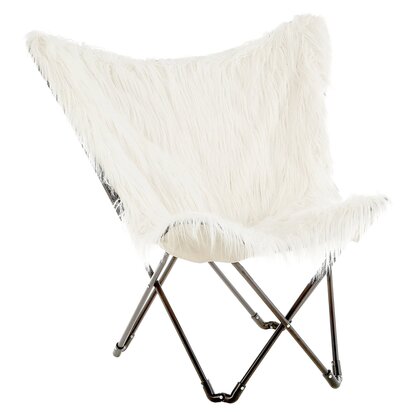 Elarbury White Faux Fur Butterfly Chair