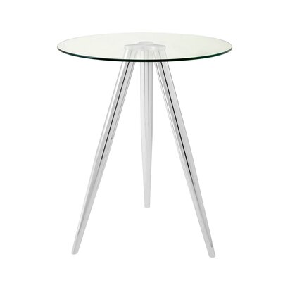 Elinora Round Glass Bar Table with Chrome Legs