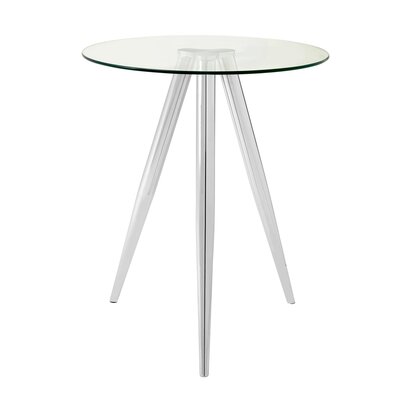 Elinora Round Glass Bar Table with Chrome Legs