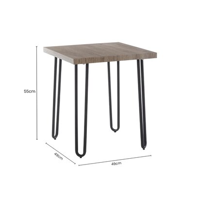 Borough Wooden Top Side Table With Hairpin Metal Legs