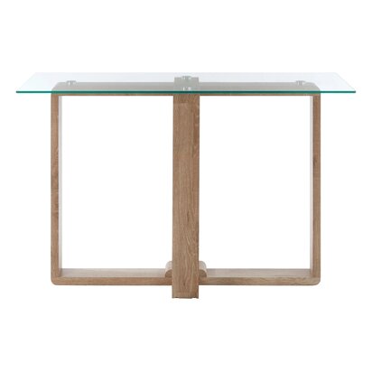 Elinora Glass Console Table with Wood Effect Legs