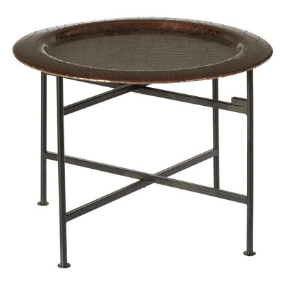 Niaelbury Crocodile Texture Copper Finish Round Side Table