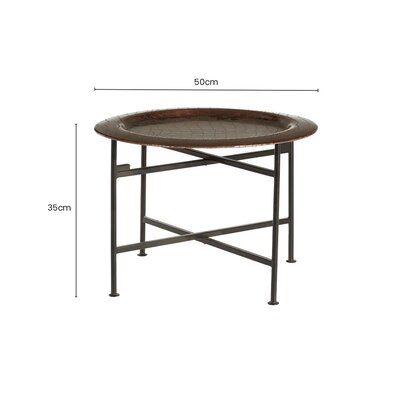 Niaelbury Crocodile Texture Copper Finish Round Side Table