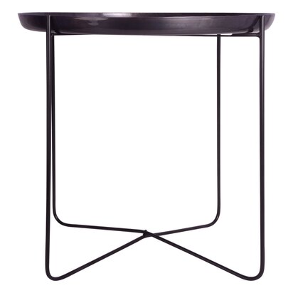 Niaelbury Crocodile Texture Copper Finish and Black Round Side Table
