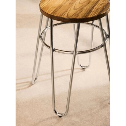District Hairpin Legs Stool with Wood Top