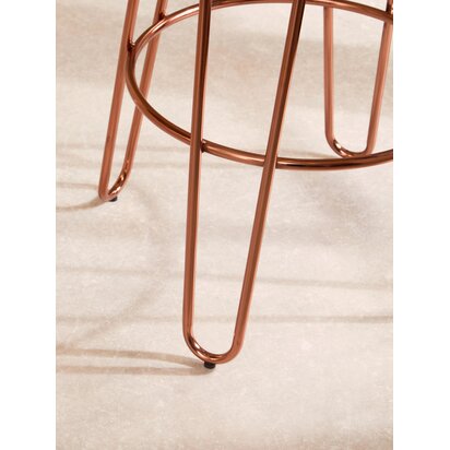 District Rose Gold Finish Wooden Top Bar Stool With Metal Legs