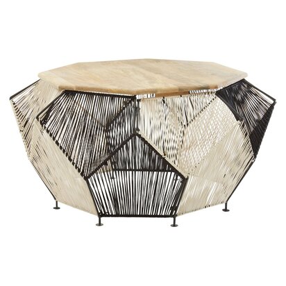 Fenostead Black And Silver Woven Hexagon Coffee Table