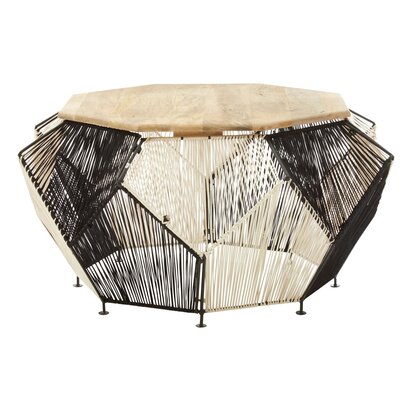 Fenostead Black And Silver Woven Hexagon Coffee Table