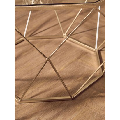 Arcana Gold Finish Geomeric Design Set Of 2 Tables