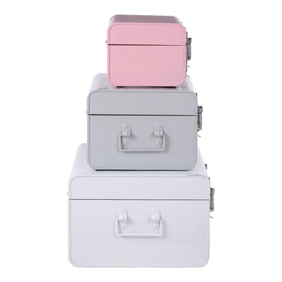 Norenelle Set of Three Assorted Pink and Grey Storage Trunks